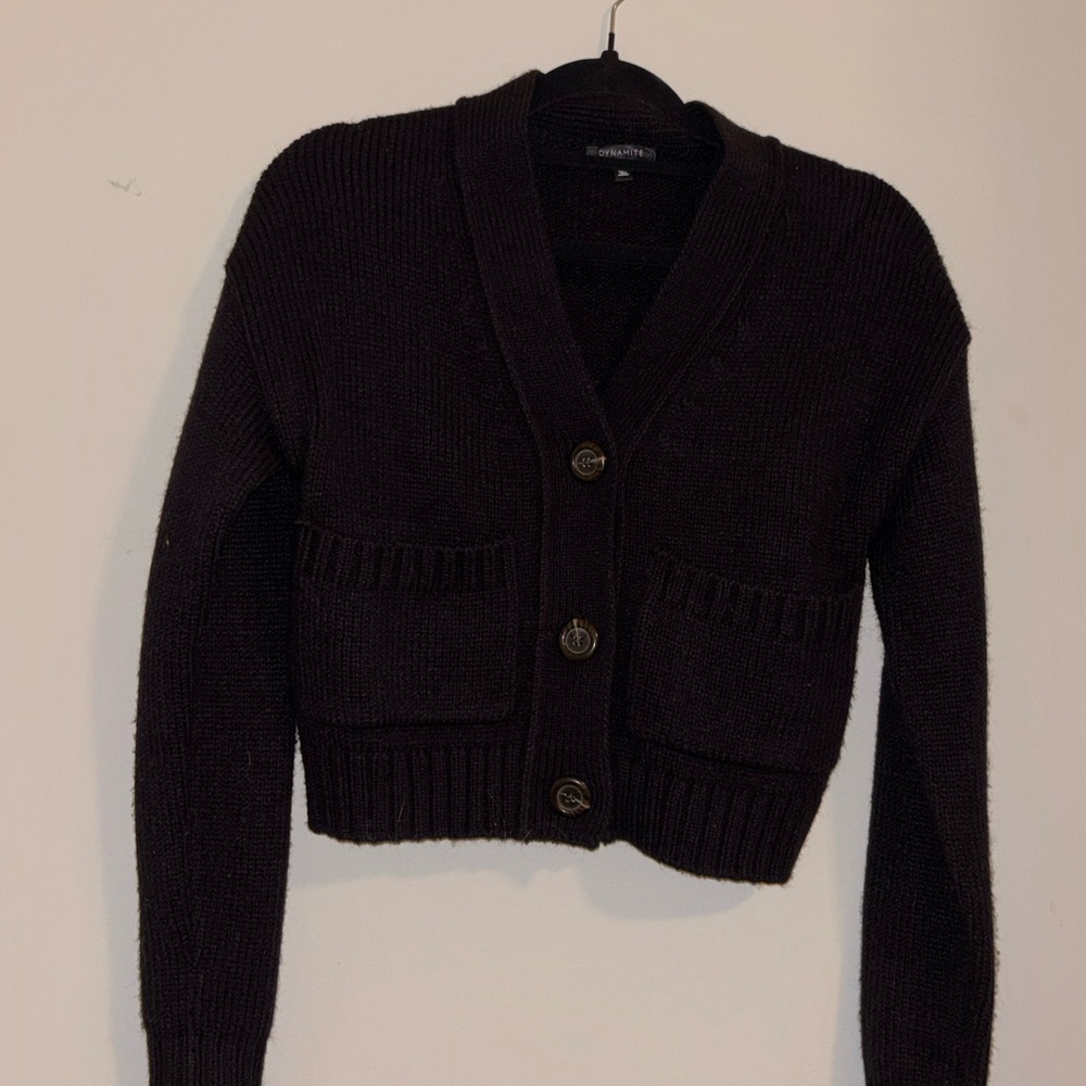Dynamite Black Button-Up Cardigan